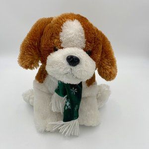 Atico Brown & White Puppy Dog Plush Winter Christmas Scarf 12" Stuffed Animal